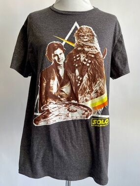 Star Wars Han Solo Chewbacca Tee Solo Movie Graphic Shirt Gray M Unisex